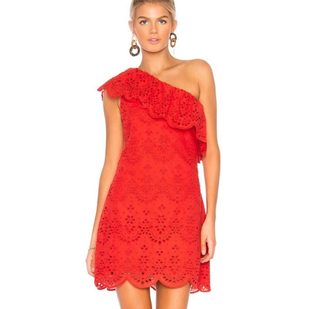 Cupcakes And Cashmere 100% Cotton Eyelet Dress Poppy Red Small Preppy Summer NWT